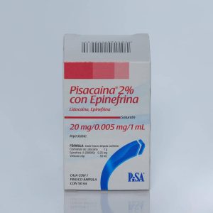 Pisacaína 2% con Epinefrina (Lidocaína / Epinefrina 20 mg / 0.005 mg / 1 mL)